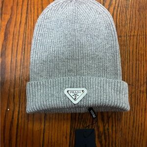 Prada Gray Knit Beanie